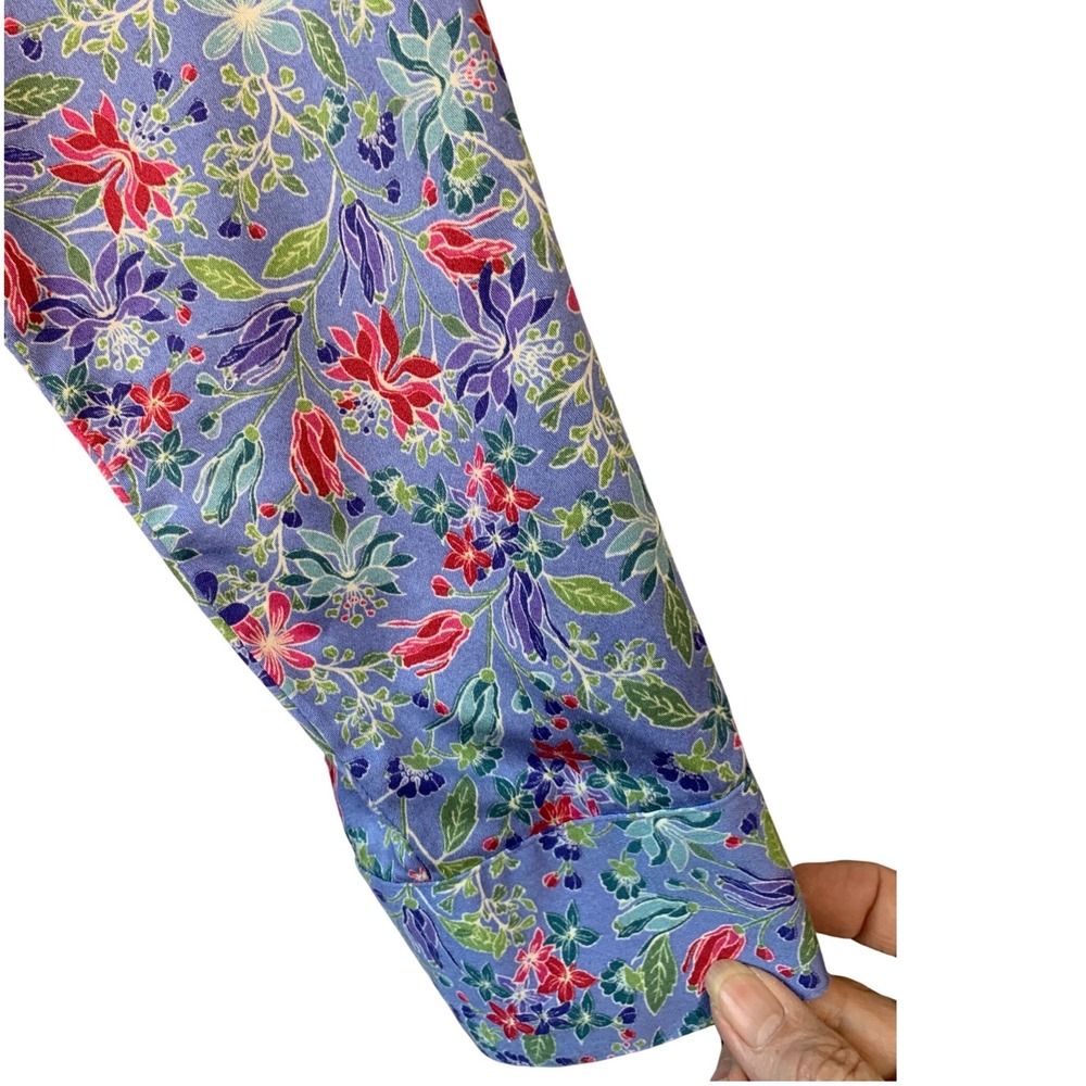 FOXCROFT for APPLESEED'S Button Up Shirt Floral Long Sleeve Wrinkle Free Size 16 - Picture 5 of 11